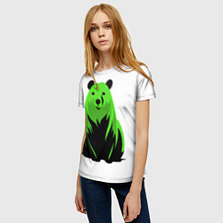 Футболка женская Зеленый медведь, цвет: 3D-принт — фото 2