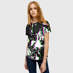 Футболка женская Краски глитч неон, цвет: 3D-принт — фото 2