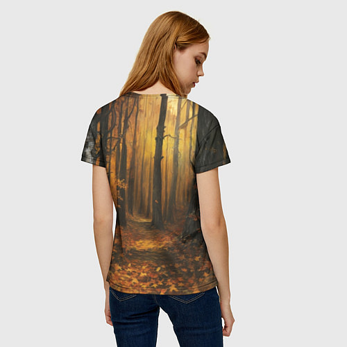 Женская футболка Воин в осеннем лесу / 3D-принт – фото 4