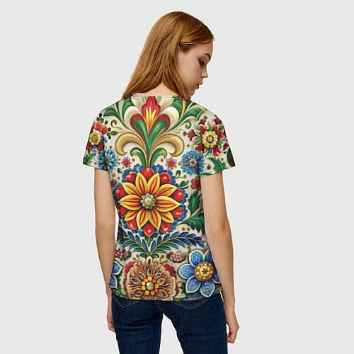 Женская футболка Русские классические узоры и орнамент / 3D-принт – фото 4