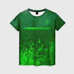 Женская футболка Lamborghini - green gradient посередине