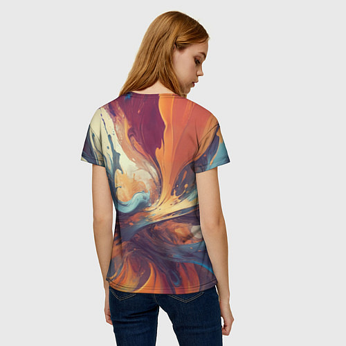 Женская футболка Акриловая абстракция в стиле Vallejo / 3D-принт – фото 4