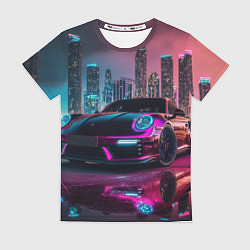 Женская футболка Porshe night city