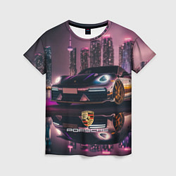 Женская футболка Porshe night city