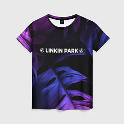 Женская футболка Linkin Park 2024 neon monstera