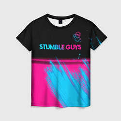 Женская футболка Stumble Guys - neon gradient посередине