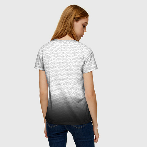 Женская футболка Opel с эмблемой градиент чёрно-белый / 3D-принт – фото 4