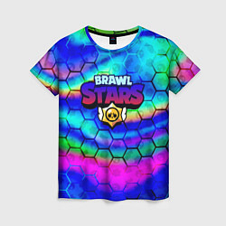 Женская футболка Brawl stars neon gradient