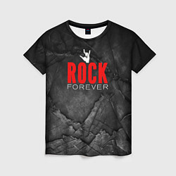 Женская футболка Rock forever on black