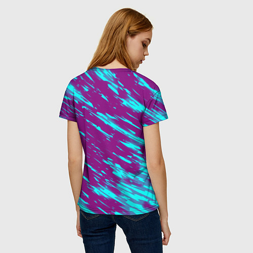 Женская футболка Герб РФ холодные краски / 3D-принт – фото 4