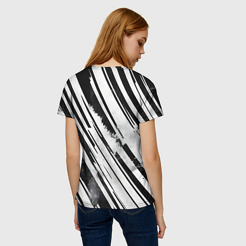 Женская футболка Платиновые и черные полосы / 3D-принт – фото 4