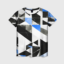 Футболка женская Black and blue abstraction on a white background, цвет: 3D-принт