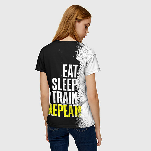 Женская футболка Eat sleep train repeat / 3D-принт – фото 4