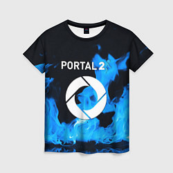 Женская футболка Portal 2 blue flame