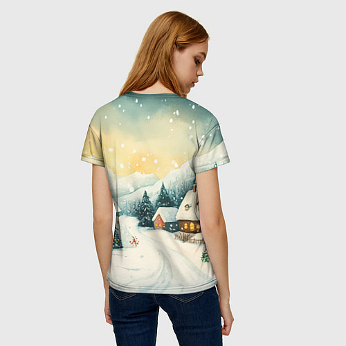 Женская футболка Праздничная деревушка / 3D-принт – фото 4