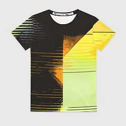 Женская футболка Горизонтальные полосы на чёрно-жёлтом фоне