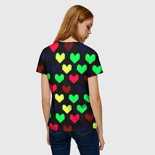 Женская футболка Doom кислотные сердца / 3D-принт – фото 4