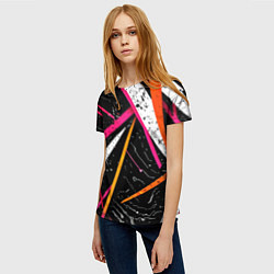 Футболка женская Разноцветные праздничные линии, цвет: 3D-принт — фото 2