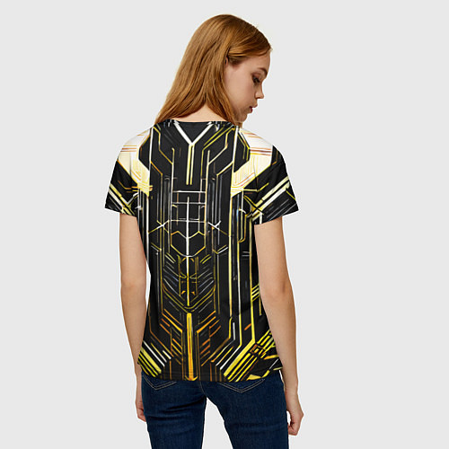 Женская футболка Gold lines on a black background / 3D-принт – фото 4