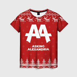 Футболка женская Новогодний Asking Alexandria с оленями, цвет: 3D-принт