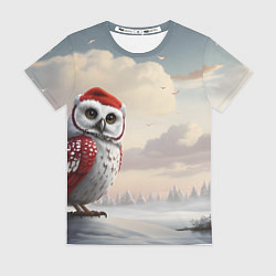 Футболка женская Сова на фоне зимнего леса, цвет: 3D-принт