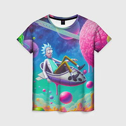 Футболка женская Рик в космической лодке - сюрреализм, цвет: 3D-принт