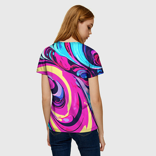 Женская футболка Сине-розовый узор / 3D-принт – фото 4