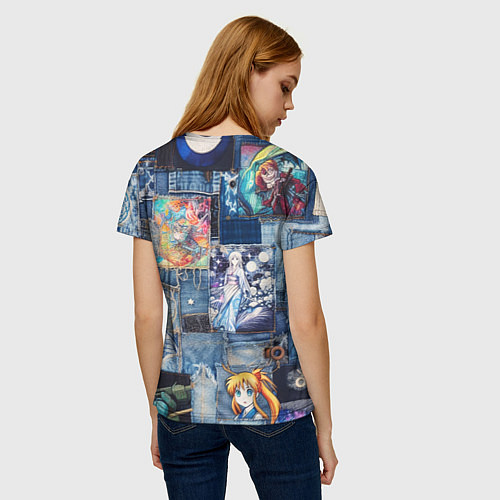 Женская футболка Микс аниме и пэчворк / 3D-принт – фото 4