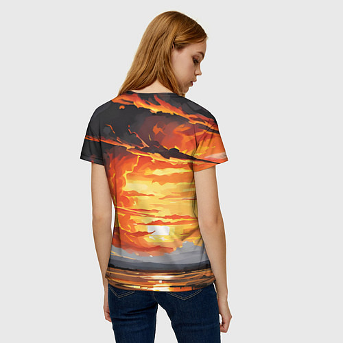 Женская футболка Багровый закат / 3D-принт – фото 4