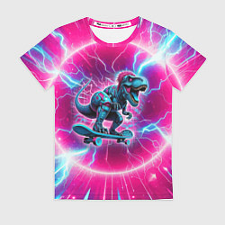 Футболка женская Cyber tyrannosaurus is a cool skateboarder, цвет: 3D-принт