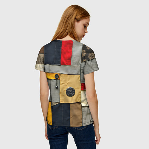 Женская футболка Ретро пэчворк / 3D-принт – фото 4