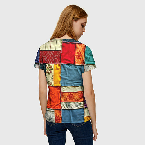 Женская футболка Пэчворк из ярких тканей / 3D-принт – фото 4
