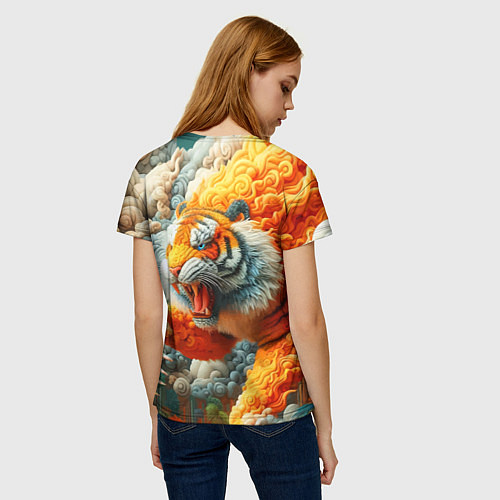 Женская футболка Сказочный облачный тигр - нейроарт фантазия / 3D-принт – фото 4