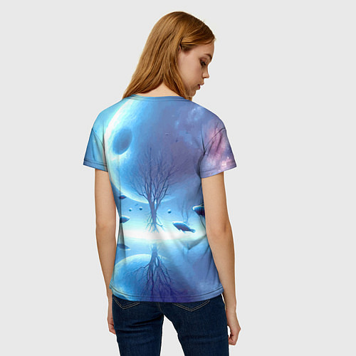 Женская футболка Луна и рыбы - нейроарт фантазия / 3D-принт – фото 4