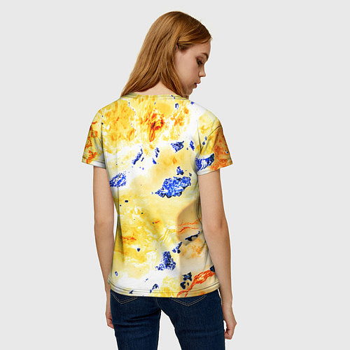 Женская футболка Сине-золотая абстракция / 3D-принт – фото 4
