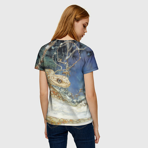 Женская футболка Большая змея в лесу / 3D-принт – фото 4