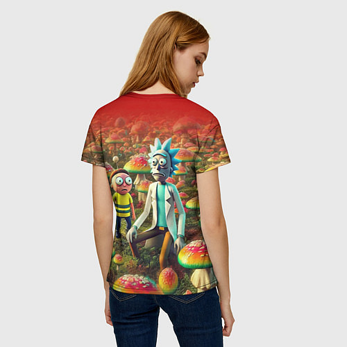 Женская футболка Рик и Морти заблудились в мухоморном поле / 3D-принт – фото 4