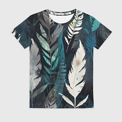 Женская футболка Перья и листья