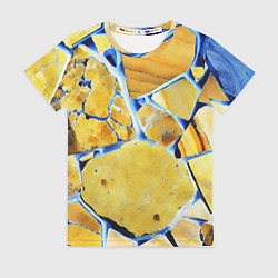 Футболка женская Жёлто-синяя абстракция, цвет: 3D-принт