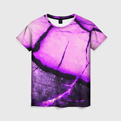 Футболка женская Трещины на абстрактном фиолетовом фоне, цвет: 3D-принт