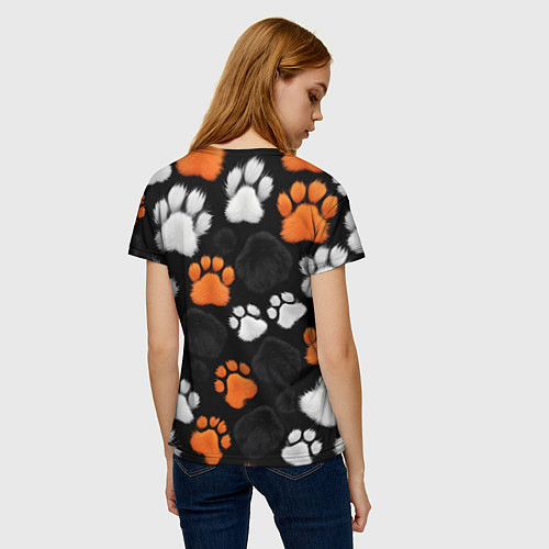 Женская футболка Мохнатые лапки / 3D-принт – фото 4