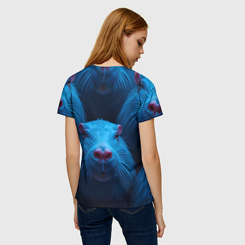 Женская футболка Синие капибары / 3D-принт – фото 4