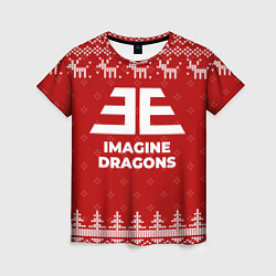 Женская футболка Новогодний Imagine Dragons с оленями