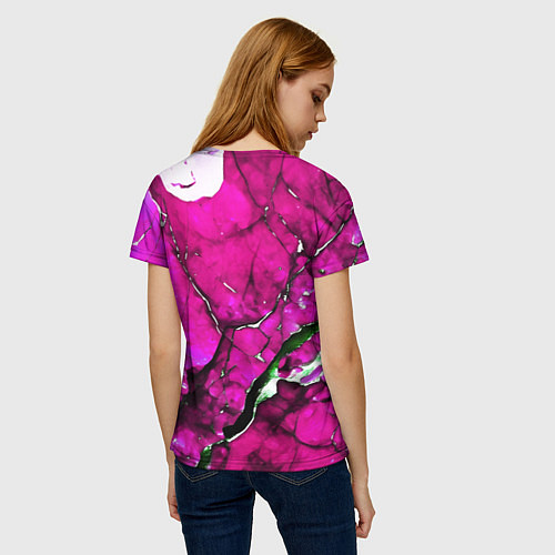 Женская футболка Розовый треснувший камень / 3D-принт – фото 4