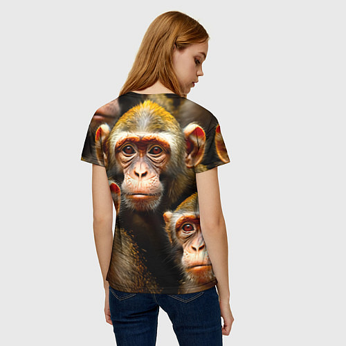 Женская футболка Макаки / 3D-принт – фото 4