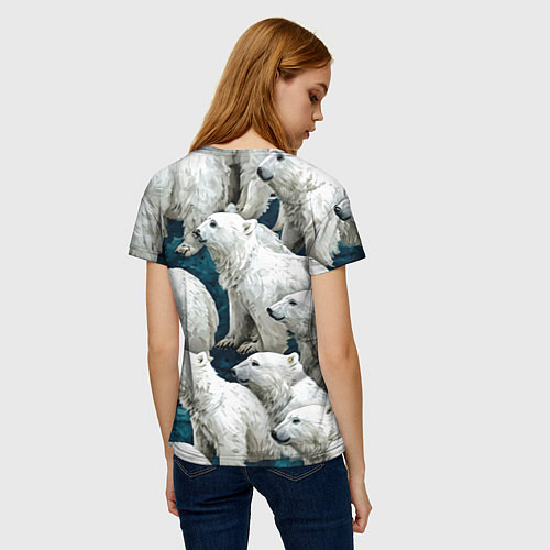 Женская футболка Свора белых медведей / 3D-принт – фото 4