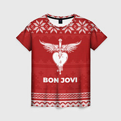 Женская футболка Новогодний Bon Jovi