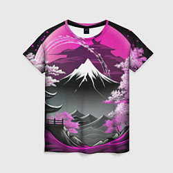 Футболка женская Япония природа в коллаже, цвет: 3D-принт