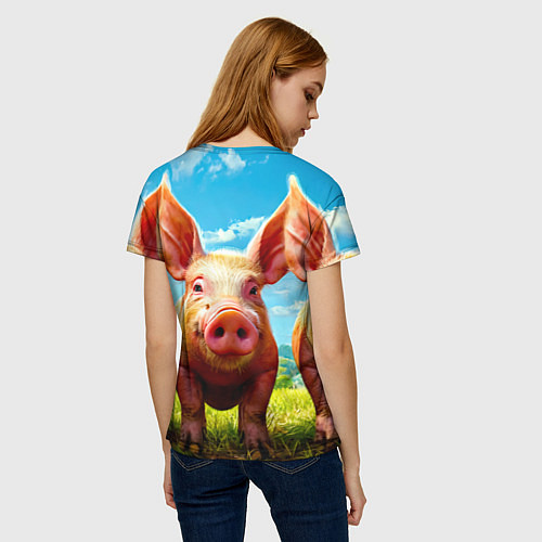 Женская футболка Три поросенка / 3D-принт – фото 4