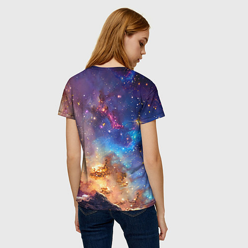 Женская футболка Воробей в космосе / 3D-принт – фото 4